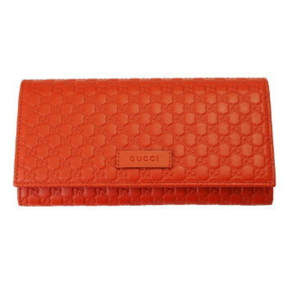 Gucci Wallet Bifold Long Micro Guccissima Leather Orange - Picture 1 of 4